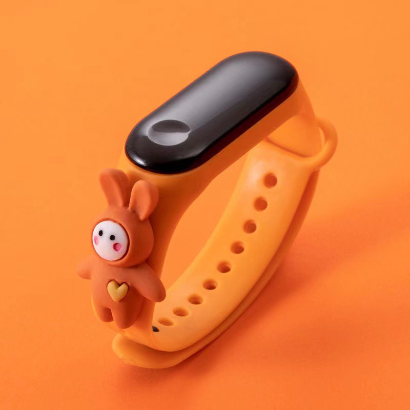 Jam Tangan Elektronik Tahan Air IP67 Motif Kartun Anak Laki-laki Perempuan LED Minimalis Gelang A25-Orange Rabbit