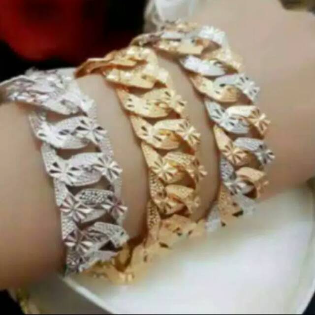 Xuping gelang rantai lapis emas