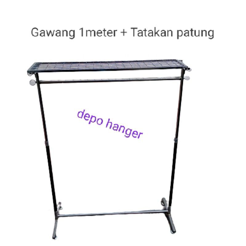 Gawang baju bulat ukuran 1meter + tatakan patung+ ram 25×100