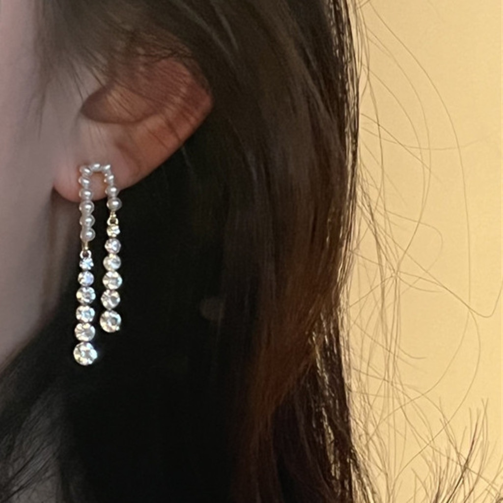 Anting Gantung Panjang Model Rumbai Dengan Mutiarabatu Zircon Mewah Untuk Wanita