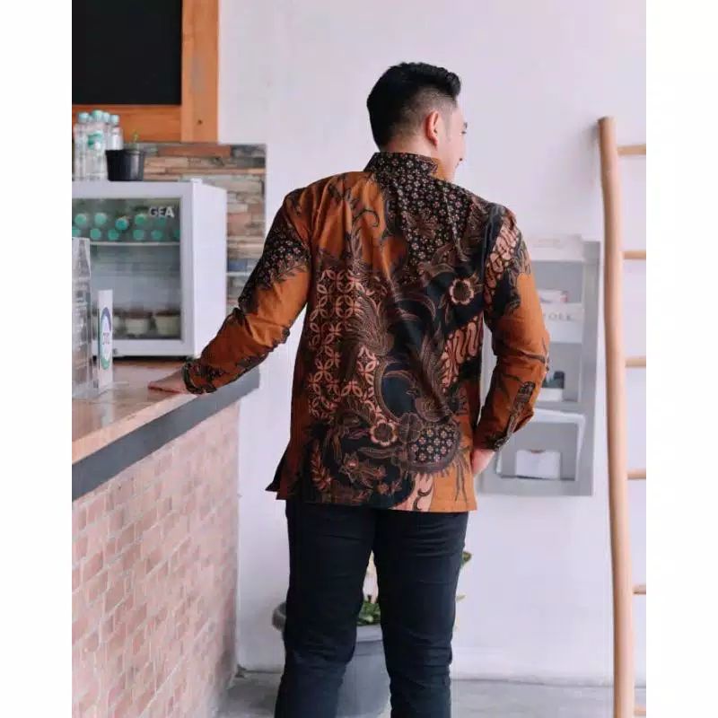 Kemeja Batik Pria Modern Baju Batik Pria Lengan Panjang Sragenan Bahan Katun Lapis Furing