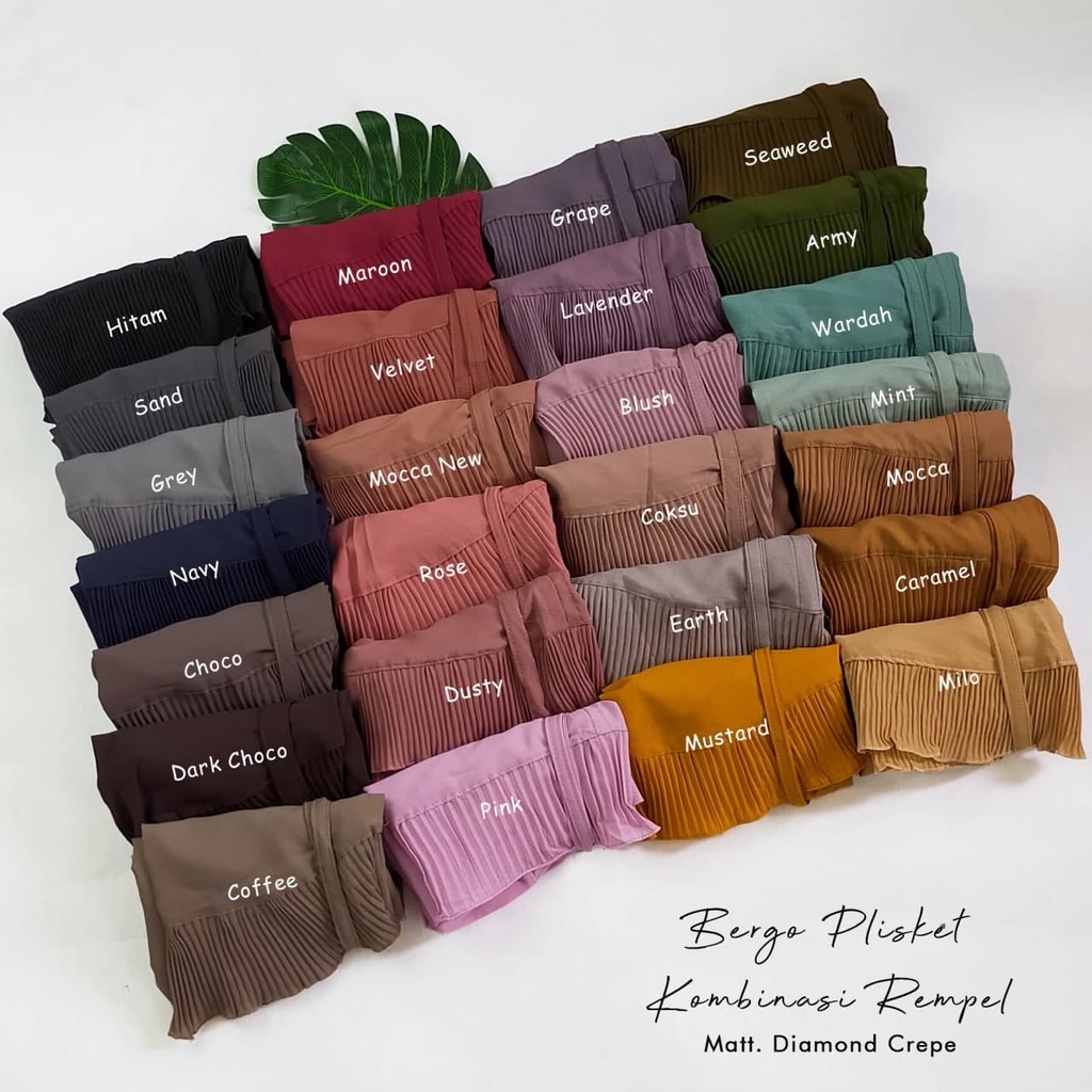 Hijab Instan Premium // Bergo Maryam Rempel Plisket // Bergo Tali Plisket Diamond Italiano-1