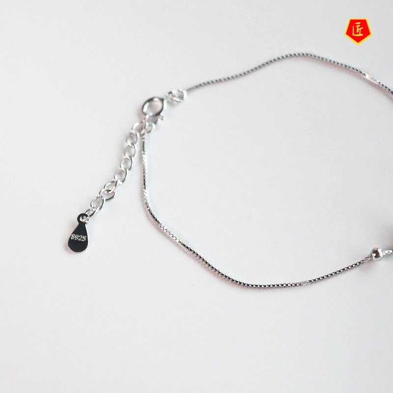 [Ready Stock]Simple Cute Small Square S925 Sliver Beads Bracelet