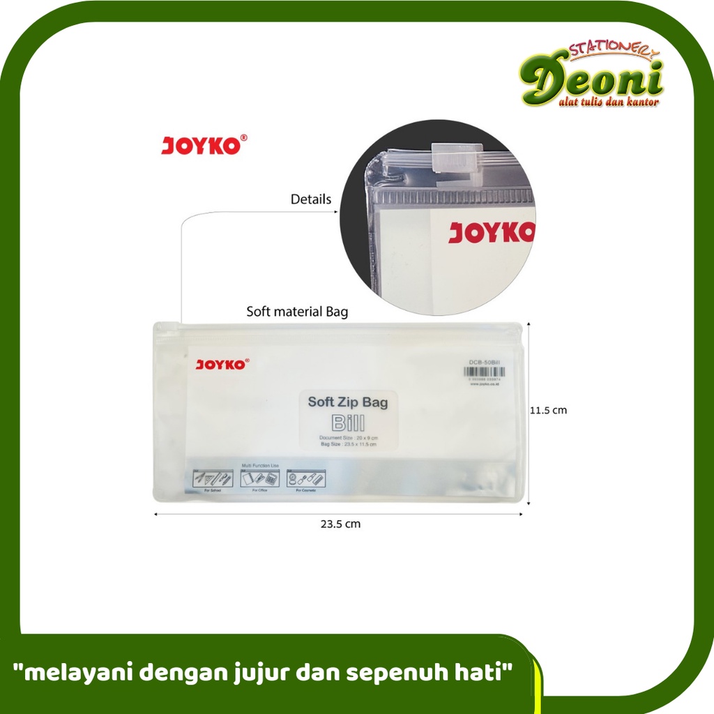 

JOYKO DCB-50Bill Document Soft Zip Bag Tas Dokumen Bill