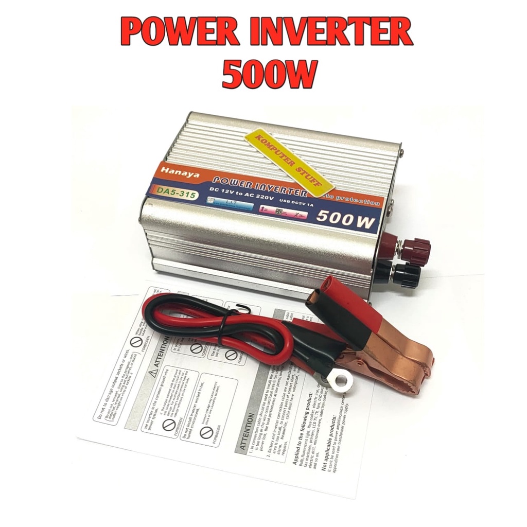 Alat Perubah Arus DC 12V to AC 220V Power Inverter Hanaya 1000W