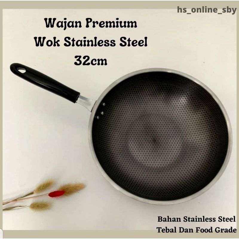READY STOCK Wajan Wok Honey Comb Full Stainless Steel Tebal Anti Lengket GSE Original/Frypan/Panci