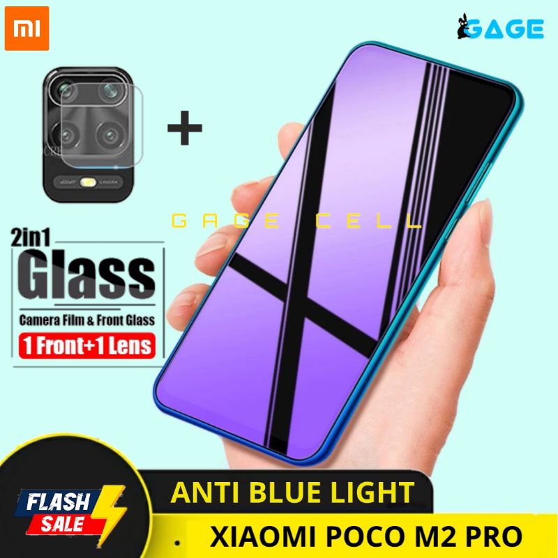 2IN1 TEMPERED GLASS ANTI BLUE LIGHT XIAOMI POCO M2 PRO TG ANTI GORES LAYAR KAMERA POCO M2PRO SCREEN