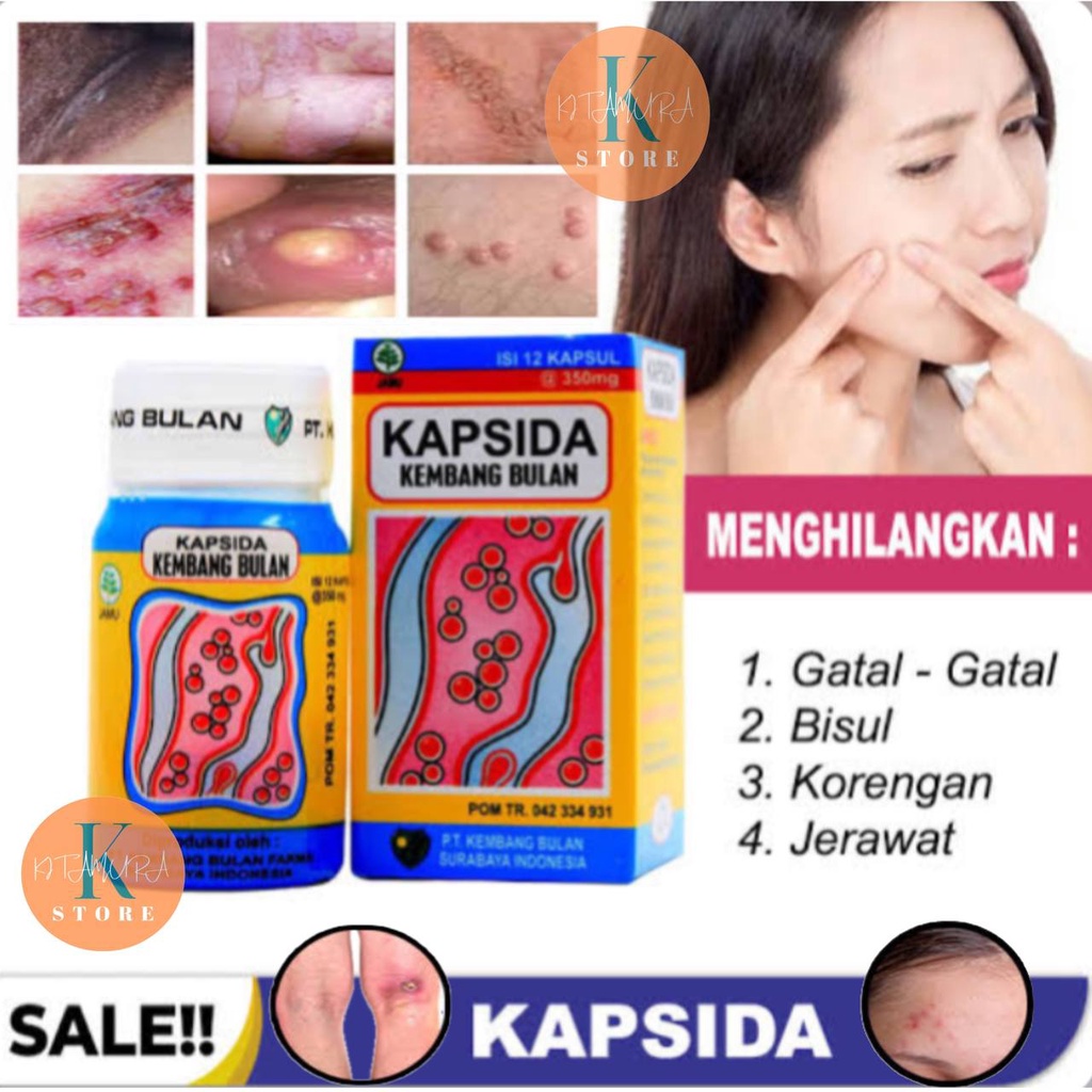 KAPSIDA KEMBANG BULAN 12 KAPSUL JERAWAT BISUL KORENG GATAL Obat Jerawat Paling Ampuh  Kapsida Kembang Bulan  Obat Gatal-Gatal, Bisul, Korengan Dan Jerawat 1 Botol Kapsul Kapsida Kembang Bulan 1 Botol isi 12 Kapsul  Obat Jerawat PALING AMPUH