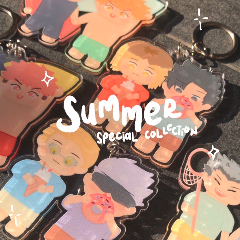 Summer Series Haikyuu & JJK by stickaboo — hinata kageyama kuro gojo nanami inumaki megumi standee