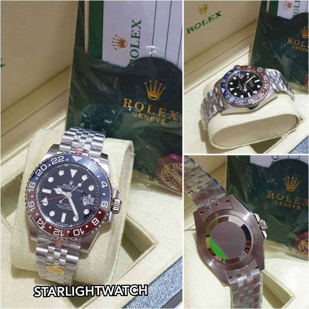 JAM TANGAN PRIA ROLEX GMT MASTER II AUTOMATIC MESIN SWISS