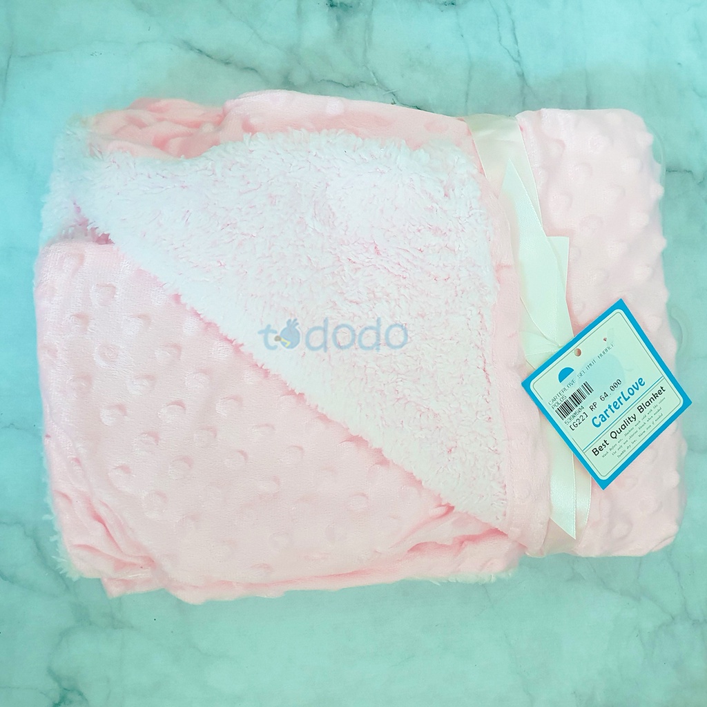 Selimut Bayi Fleece Blanket Minky Bubble Dot Polos Warna