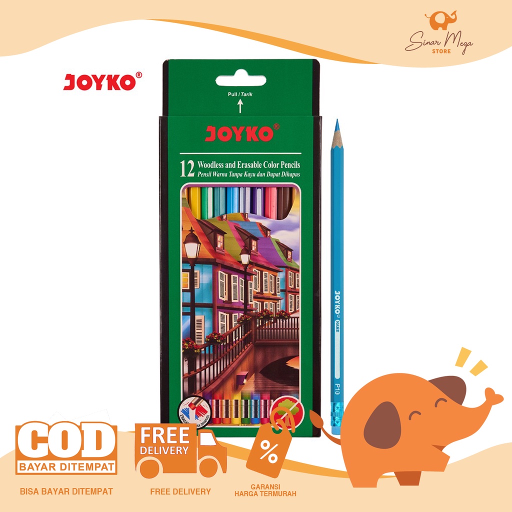 

Joyko Erasable Colour Pensil 12 Warna CP-109 / Pensil Warna Bisa Dihapus Murah