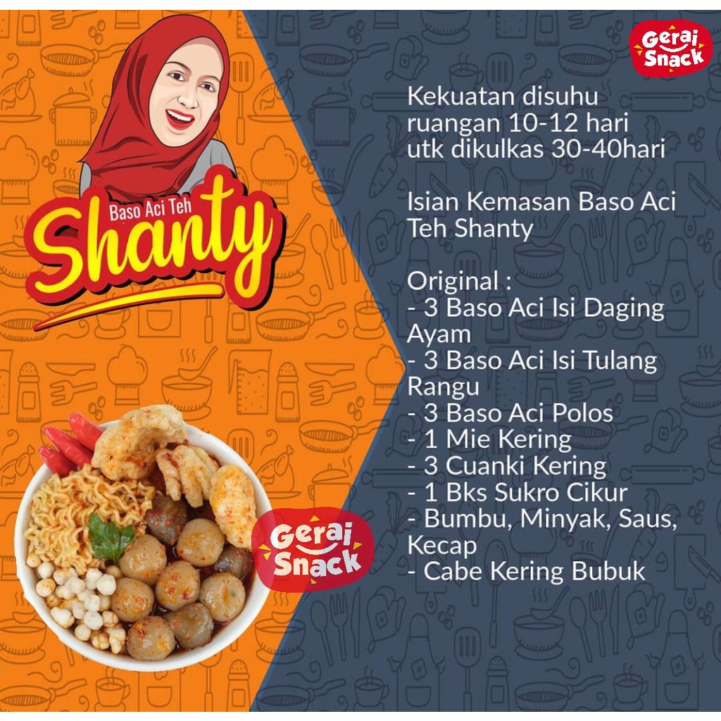 Baso Aci Teh Shanty Original Rasa Pedas Extra Mie Kuning Best Seller 200gr