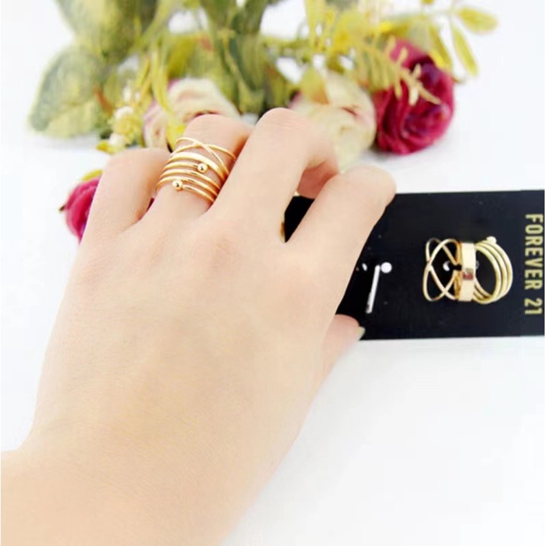 6PCS/Set Cincin Korea Fashion Gaya Vintage Untuk Wanita Import