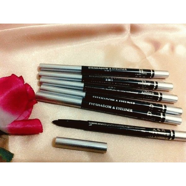 PENSIL PUTAR AIGNER 2in1 - Pensil Alis Eyeshadow Dan Eyeliner - Warna HITAM