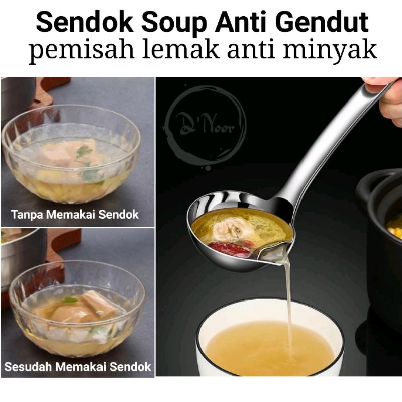 Sendok Sup Pemisah Lemak Minyak Soup spoon Oil filter sup Centong Kuah Stainless High Quality