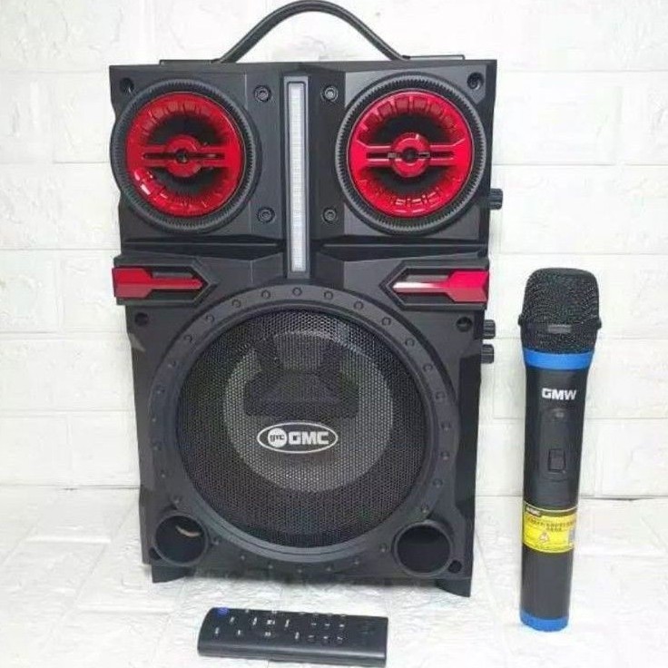 Speaker GMC 897R (8 inch) + Mic Wireless Meeting Portable Karaoke Bluetooth Radio USB Berkualitas