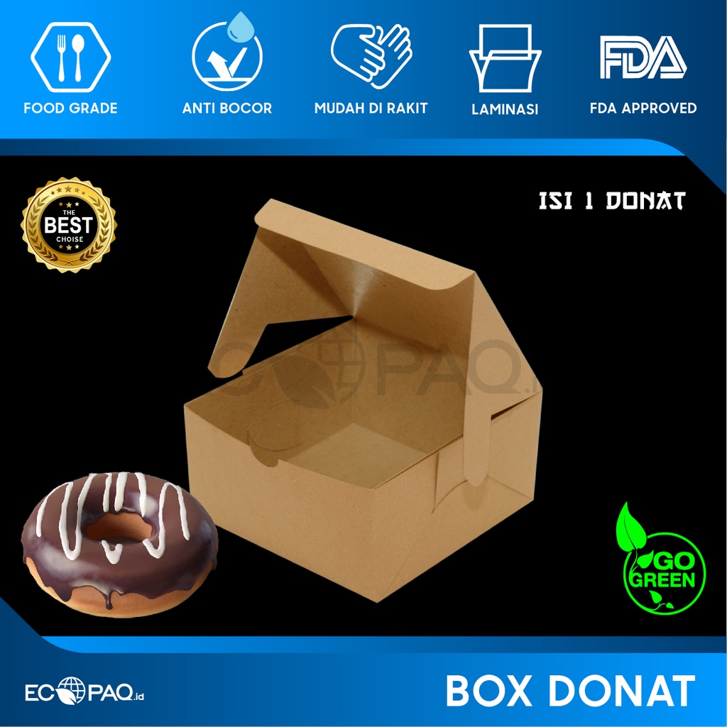 Box Donat - Kotak Donat - Dus Donat Donut - COKLAT- Isi 1 (100 pcs)