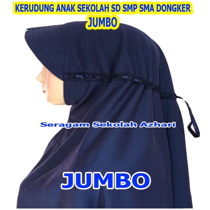 Kerudung Sekolah Jumbo SMA Navy Biru Dongker-Jilbab Sekolah Instan-Kerudung Sekolah Rabbani KW