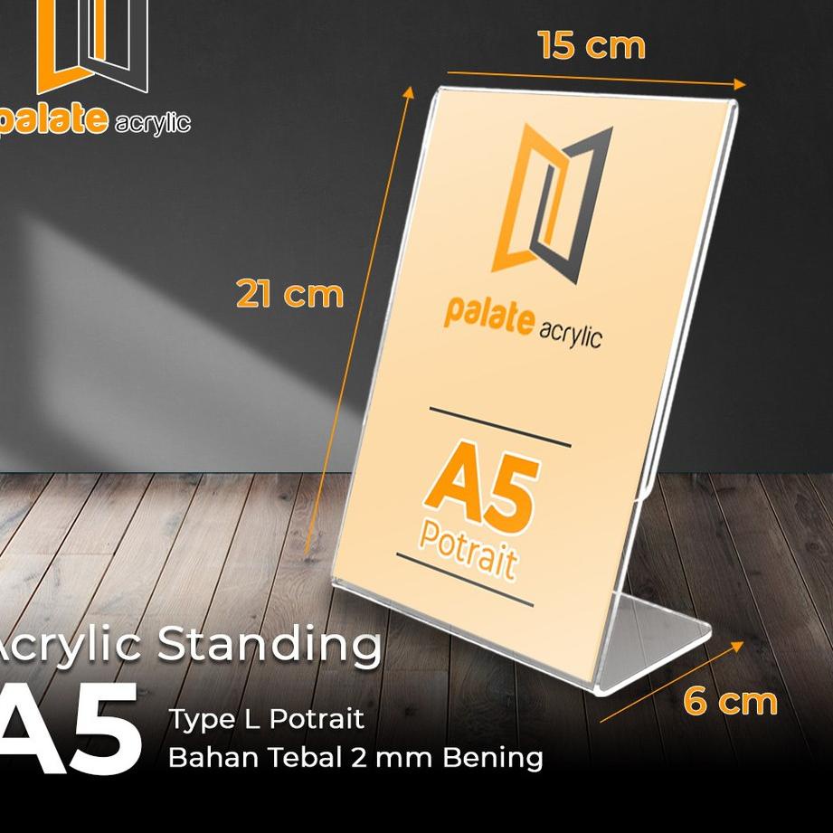 

[PRODUK 0PEBS] acrylic tent holder / akrilik tent card A5 tempat brosur Meja bentuk L 9DP