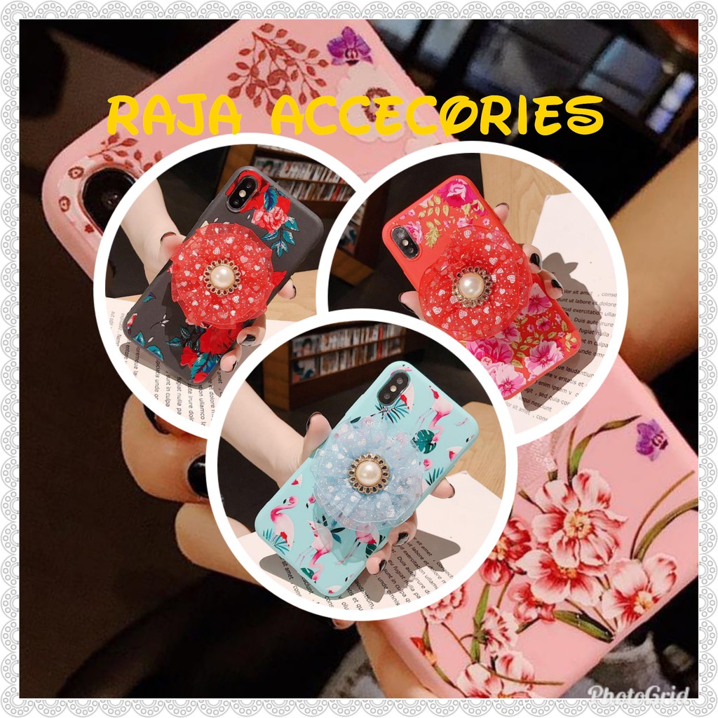 SOFT CASE KARAKTER POPSOCKET BUNGA 5D SAMSUNG J7 PRIME J2 PRIME M10 A10 A20 A30 A50 A30S A50S