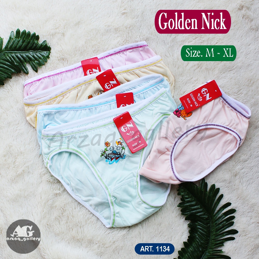 1LOSIN -- CD Golden Nick Anak 1134 Warna Muda/ Pakaian Dalam Anak Perempuan List Putih | Kancut Anak Perempuan | Sempak Anak Perempuan | Cd