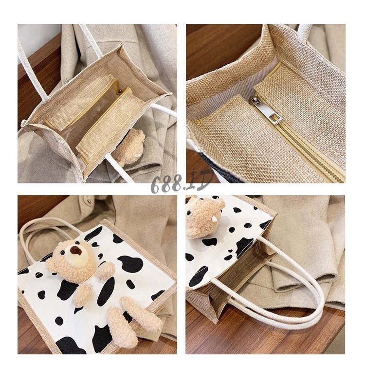 Tas Jinjing Beruang Bear Wanita Kecil Tali Sumbu Bahan Kanvas Ukuran 21 x 21 TSS 05