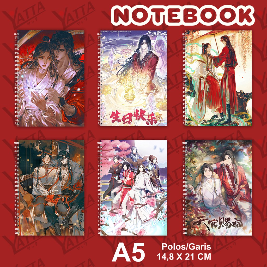 

Notebook Anime ukuran A5 14,6 cm x 21 cm Tian Guan Ci Fu Heaven Official Blessing Danmei YOTAKUSHOP