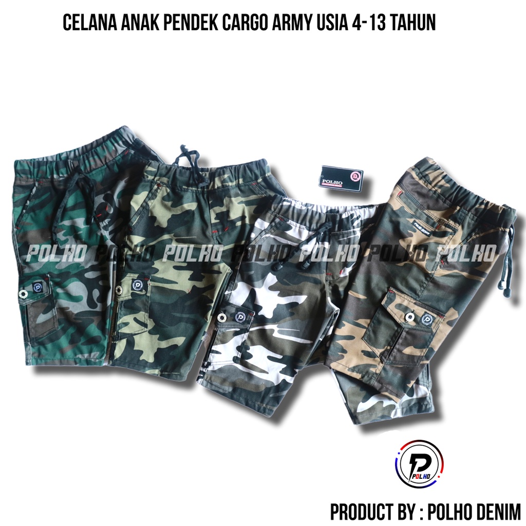 Celana Cargo Army Anak Pendek Usia 4-13 Tahun Original POLHO