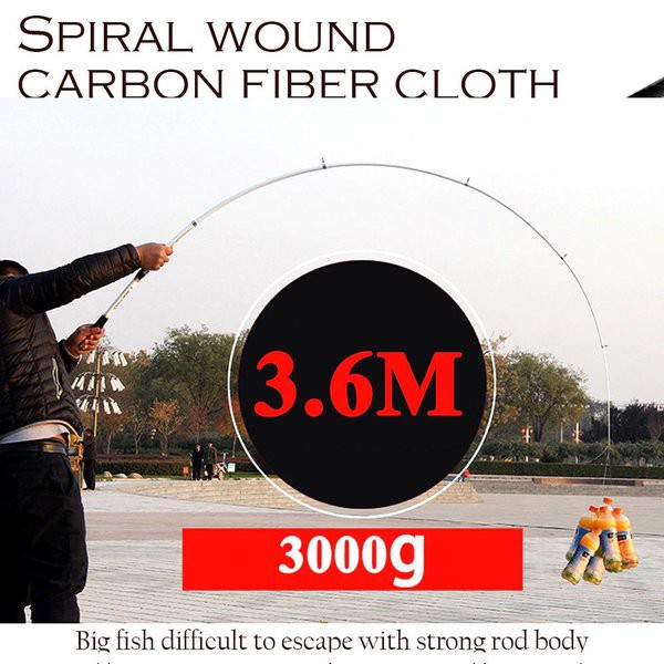 2.7 M - 3 Meter Joran Pancing Telescopic Fishing GHOTDA Rod Pole Carbon Fiber Black