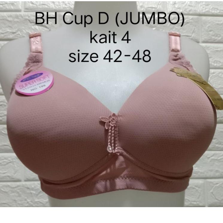 Booming BH FEMA Jumbo CUP D(Besar)(F 199 )251 size 42-48 Hak 4 BRA pakai Spon Tanpa Kawat Dewasa Rem