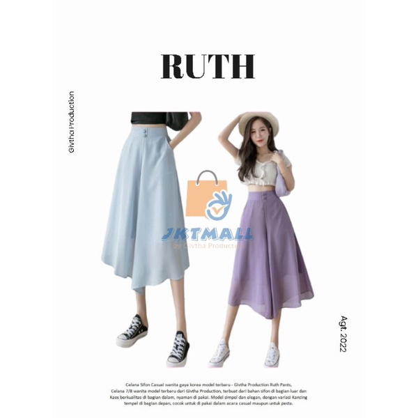 Celana Sifon Casual wanita gaya korea model terbaru - Givtha Ruth Pants