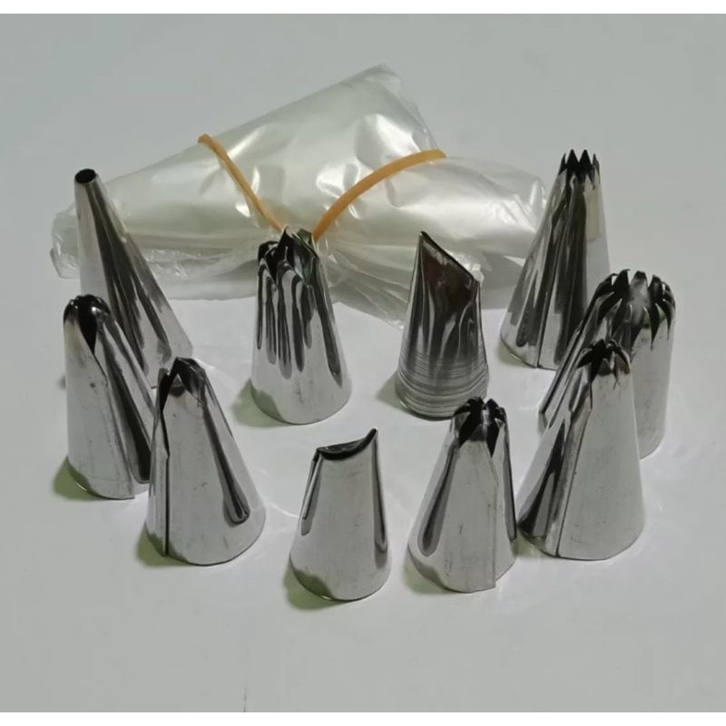 Spuit Lokal Isi 10 Karakter Bahan Stainless &amp; Pipping bag