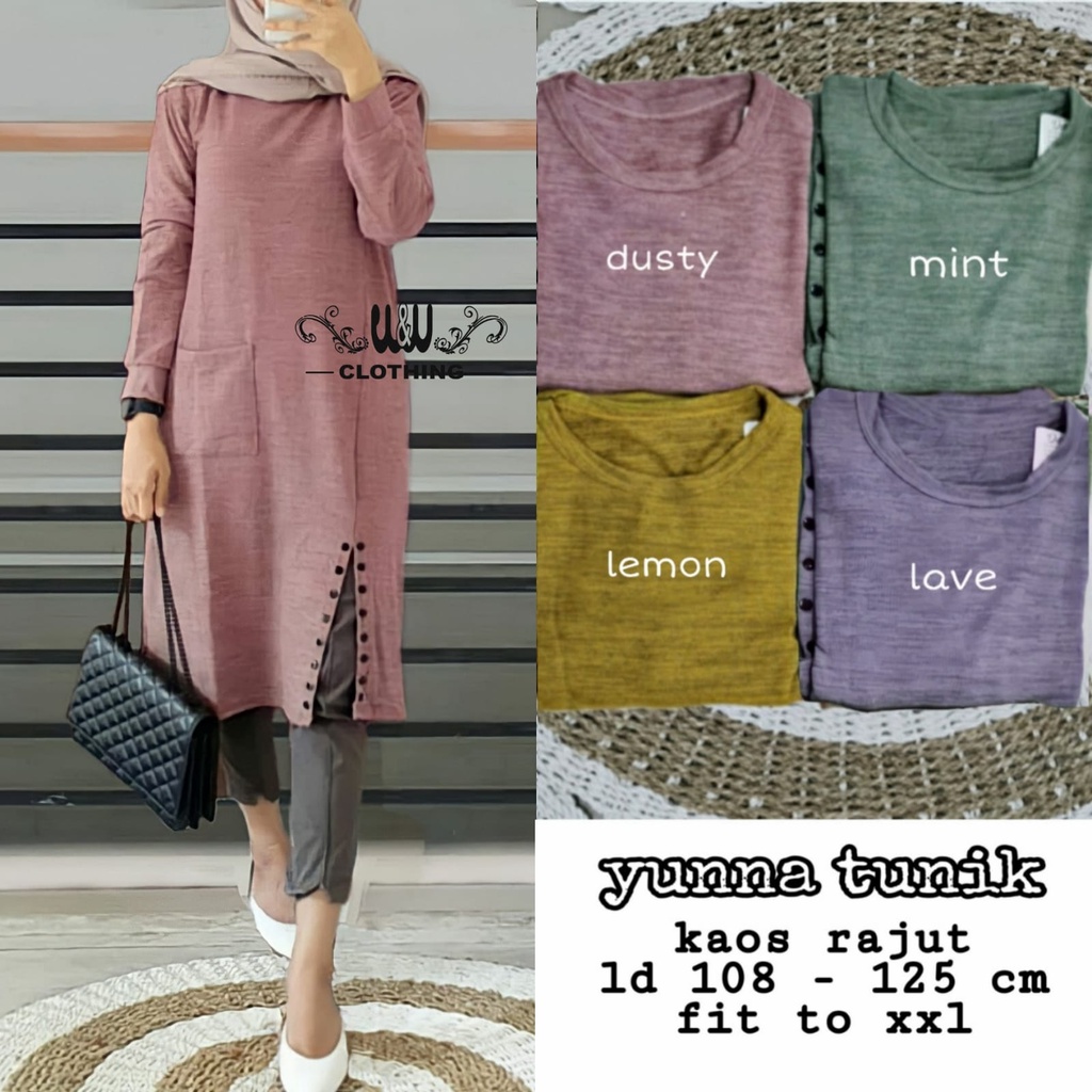 Tunik Panjang Polos Harian Kaos Rajut Import Wanita Terbaru 2022 Jumbo Melar XL XXL Ld 110 120 125 Y