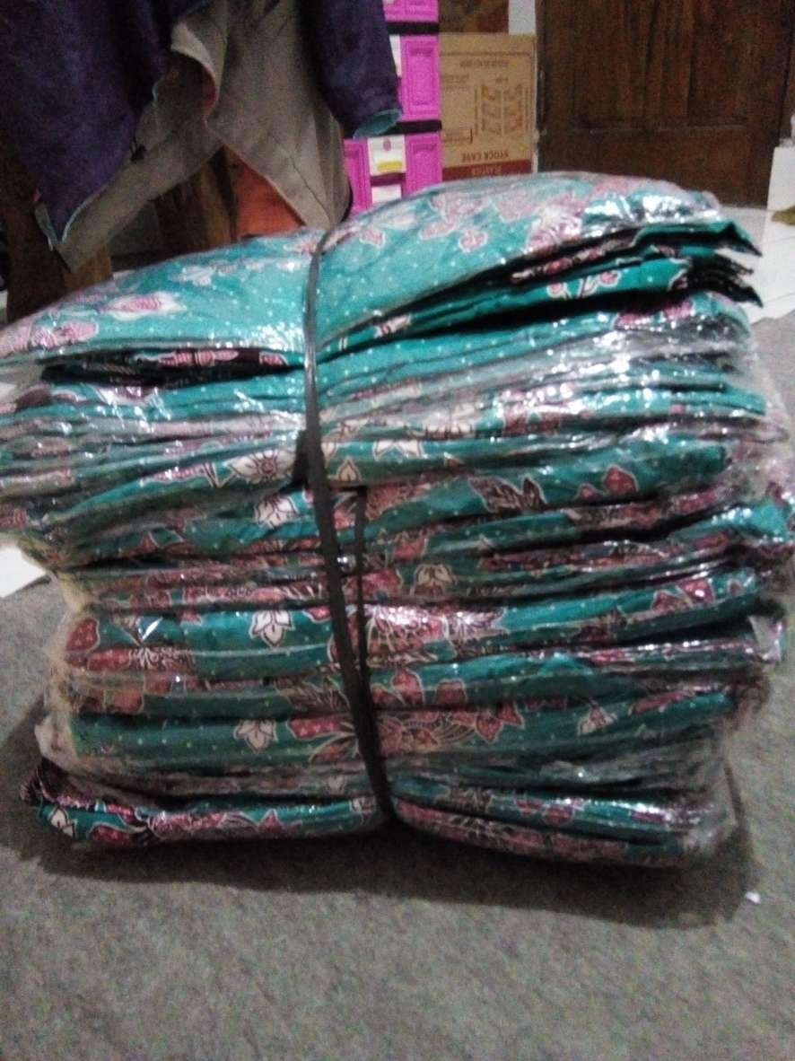 Qnunbatik Sarimbit/couple Batik Dress/terusan Kd Melati Dasar Warna Toska