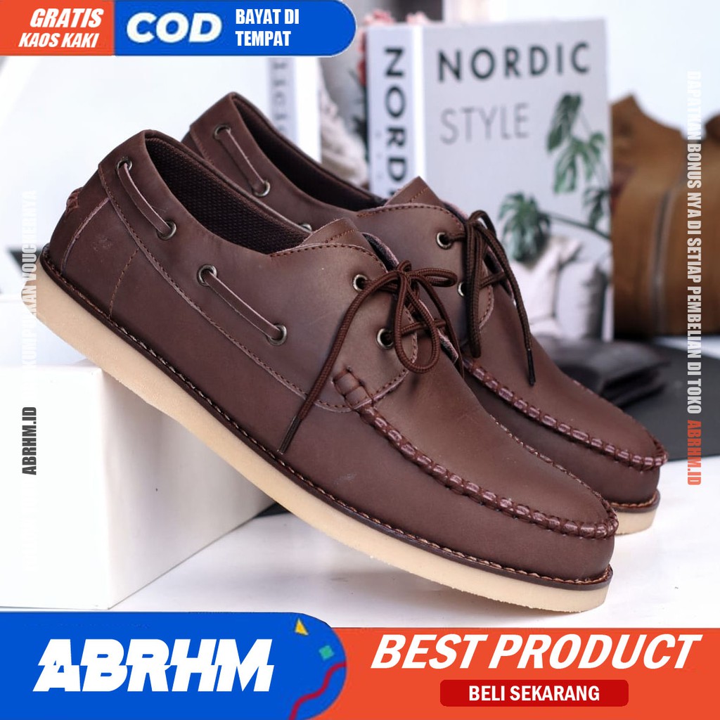 ABRHM X DIVAS Sepatu Kasual Pria Sepatu Kerja Kantor Semi Formal Kuliah Sepatu Pria Casual kulit asli Cowok / Cowo Keren Oxford Original Murah Terlaris