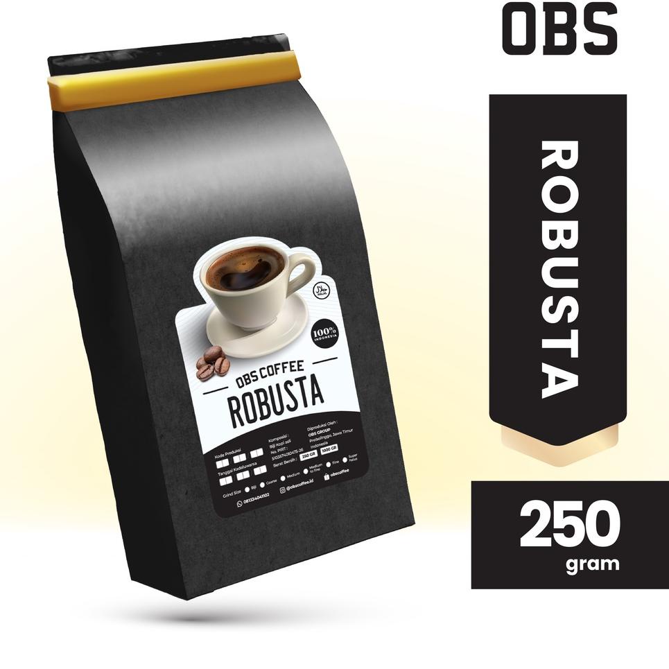 

[PRODUK KBFNL] Kopi Robusta 250 gram Biji/Bubuk | Roasted Coffee 250 gr | OBS Coffee Robusta 250gr VP8