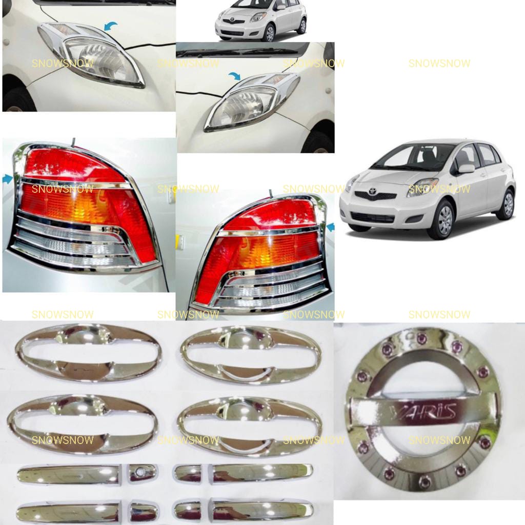 Paket Garnish Lampu Depan Belakang Outer Handle Tank Cover Yaris 2005 2008 2010 2013 Chrome