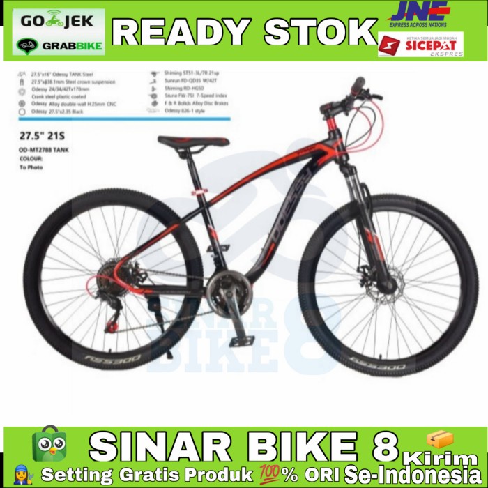 Sepeda Gunung MTB ODESSY TANK Steel Frame UK. 27.5 " Inch -21 Speed