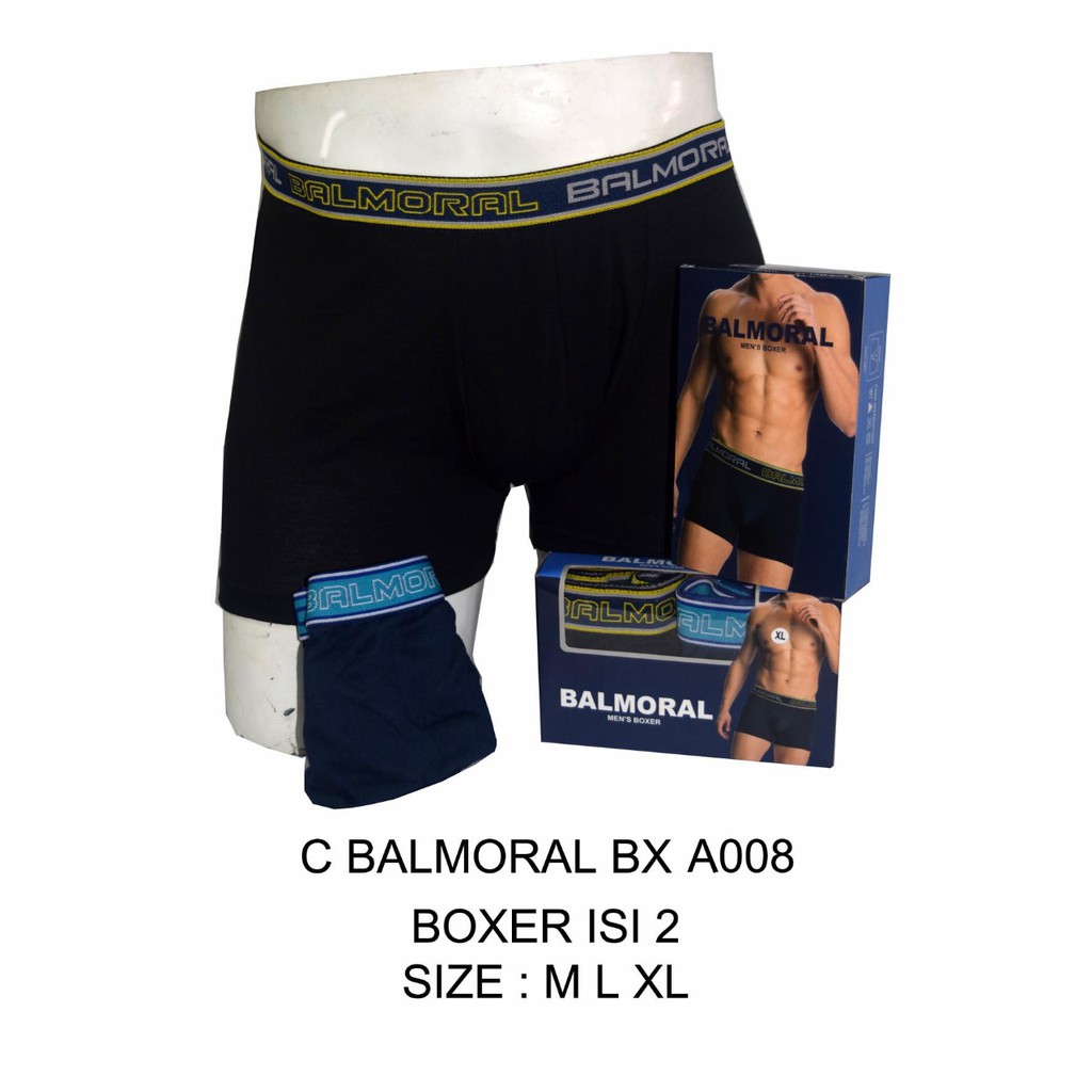 Balmoral Boxer Pria 008 / Celana Dalam Boxer Pria Isi 2 per Pack / Boxer Pria Dewasa