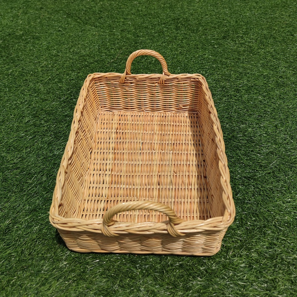 Kerajinan Tangan Rotan - Keranjang Persegi Serbaguna Kuping 35x25x10cm