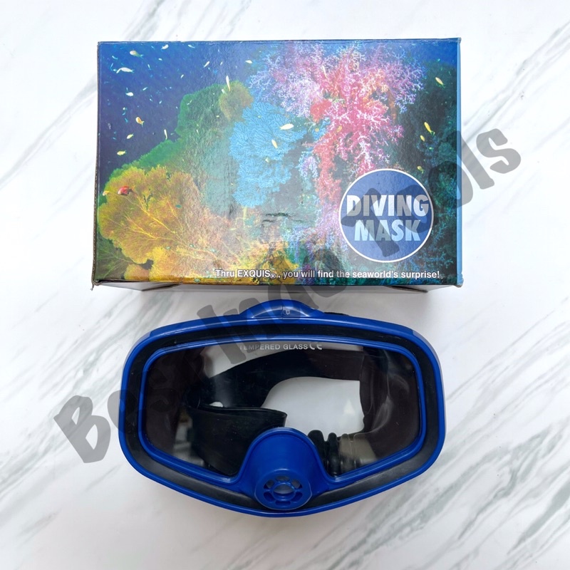 DIVING MASK 2 GLASSES EXQUIS 6403 TW / MASKER MENYELAM TAIWAN KACAMATA SELAM GLASS BESTINDOTOOLS