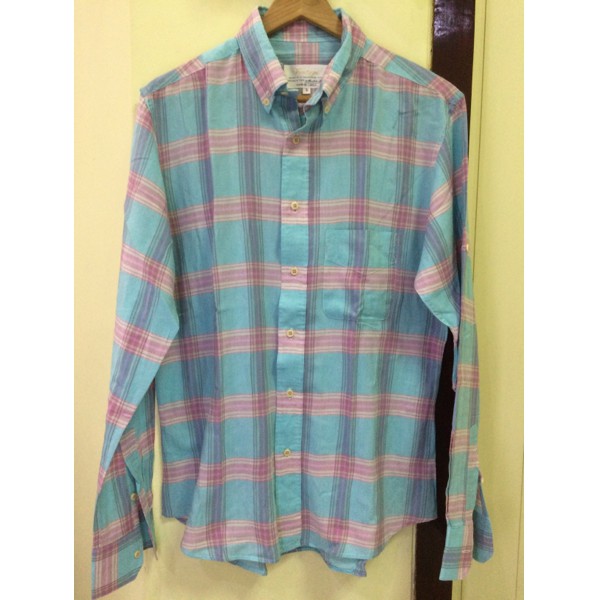 [Vintage] kemeja flanel linen katun lengan panjang asli original korea pria