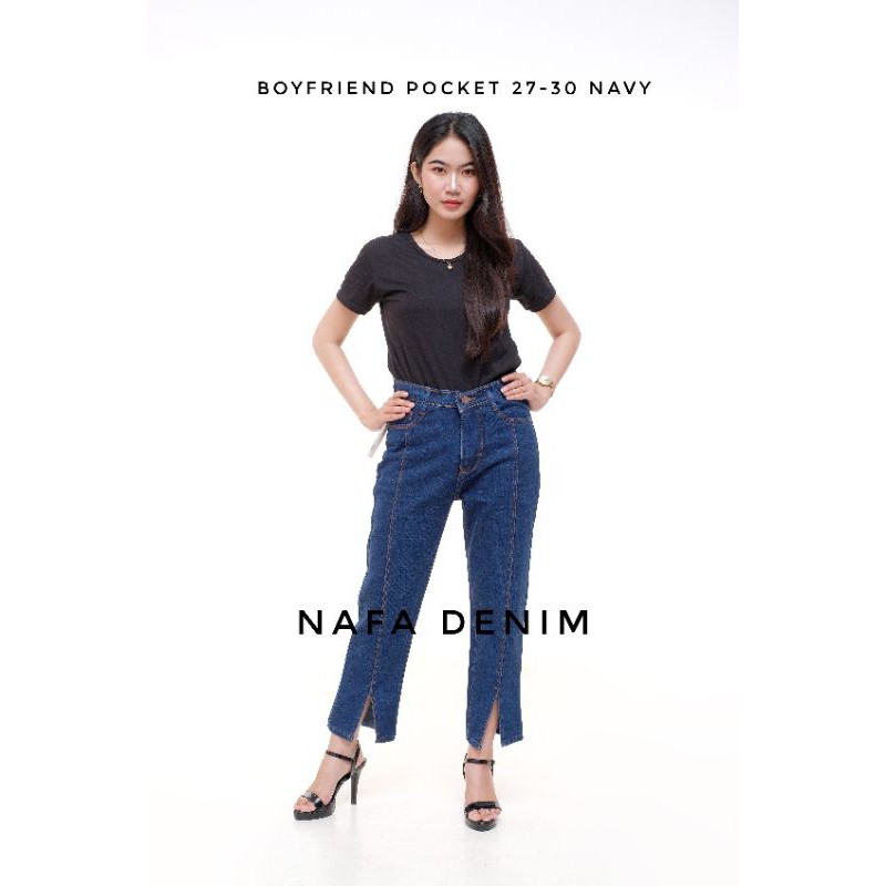 CELANA BOYFRIEND WANITA/BOYFRIEND KULOT JEANS/BF LINE WARN LIGHT dan Navy