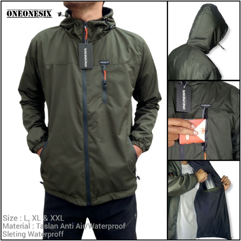 Jaket Outdoor Waterproof Pria Anti Air Original ONEONESIX | Jacket Hoodie Outdoor Taslan JN | Jaket Motor Bikers Hiking Dewasa