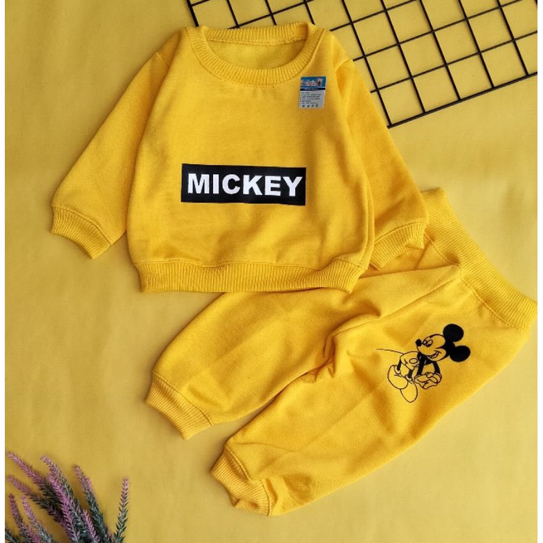 set sweater fleece bayi 3-12 bulan motif miky