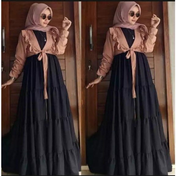 AMBROSIA SET / Gamis rompi premium / gamis murah terbaru kekinian / gamis remaja polos / gamis polos