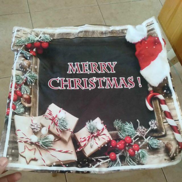 Sarung Bantal Sofa Natal Merry Christmas Kursi Dekor Kado Santa Claus Motif Printing Sbn 04