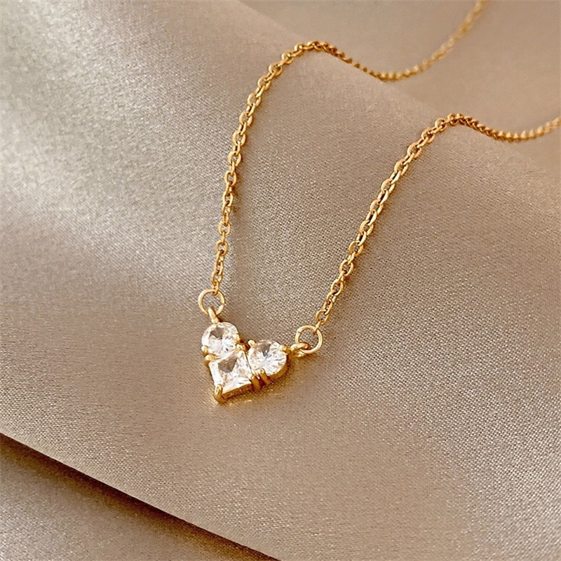 Kalung Rantai Klavikula Dengan Liontin Hati Kecil Gaya Mewah