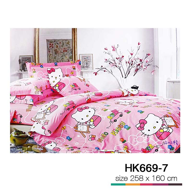 Set sprei, bungkus kasur, sarung bantal Hello Kitty G HK669-7